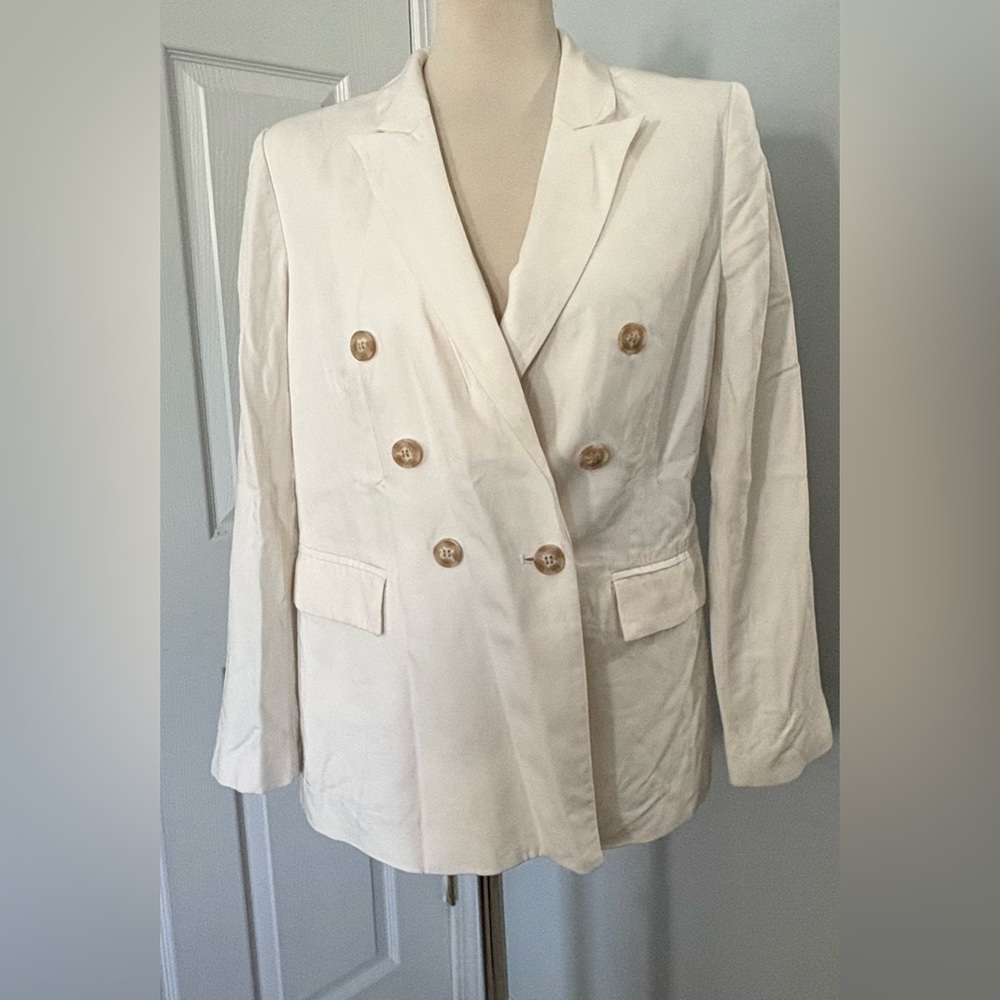 LOFT Cream Blazer with Tan Buttons